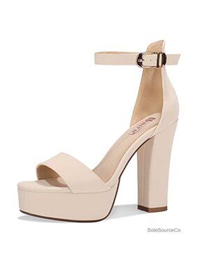 5 Inch Platform Chunky Heels Ankle Strap Open Toe Sandals Block Heel Dress Shoes